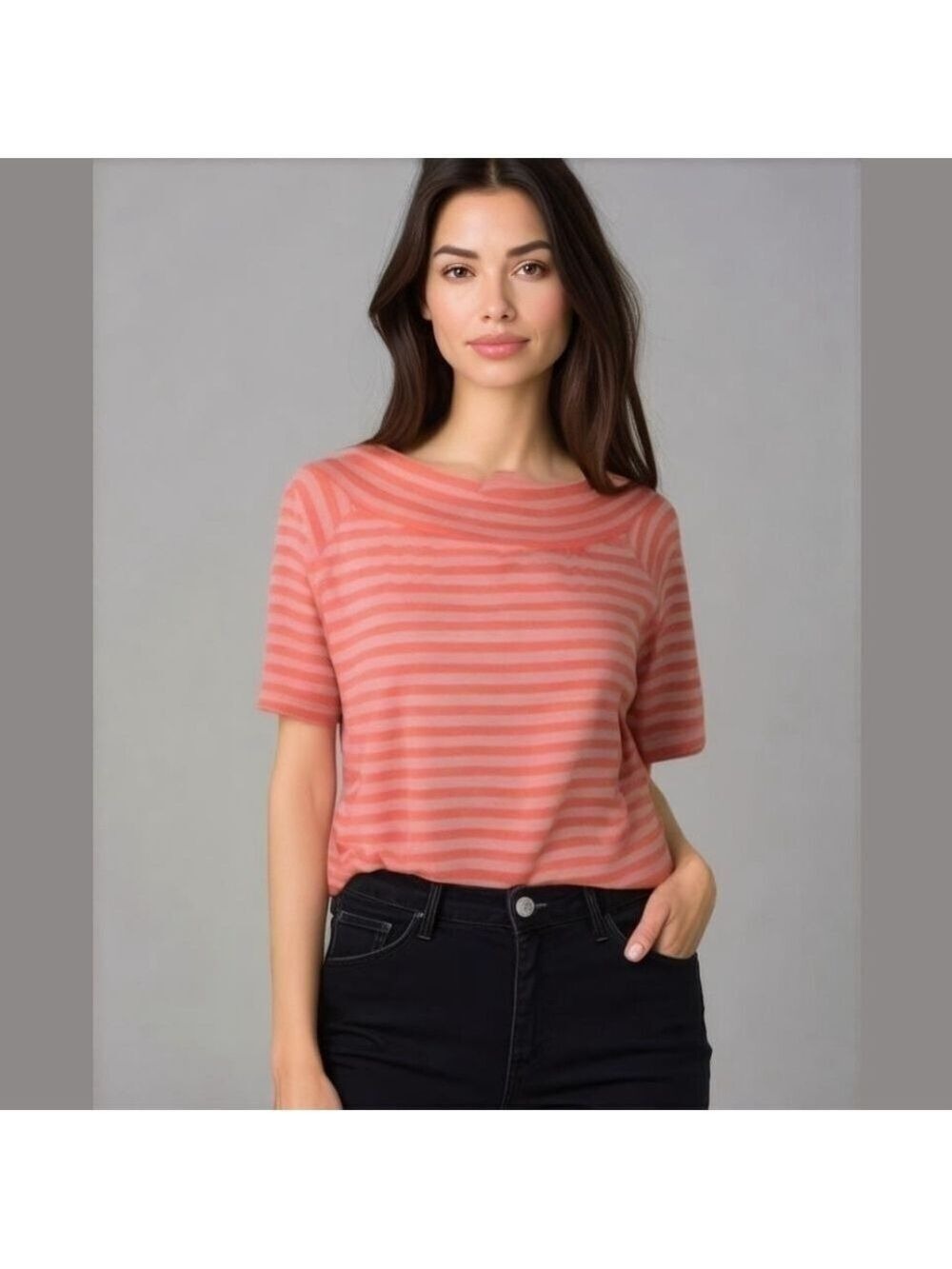 Fenn Wright Manson top, pink/light brown stripes, size L